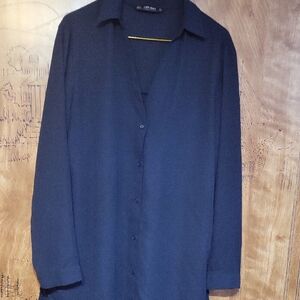 Zara Womens Deep Blue Shirt Jacket